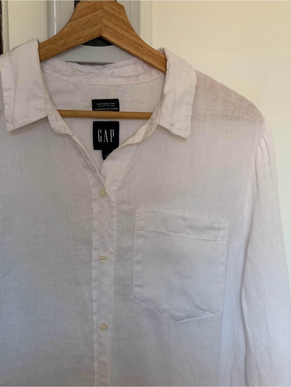 GAP Men’s White Button-Down Linen Shirt - Picture 2 of 3